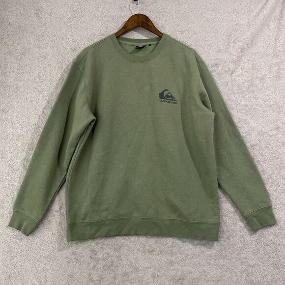 Quiksilver Green Crewneck Sweatshirt L Cotton/Polyester Blend Mens Casual Wear - Picture 1 of 6
